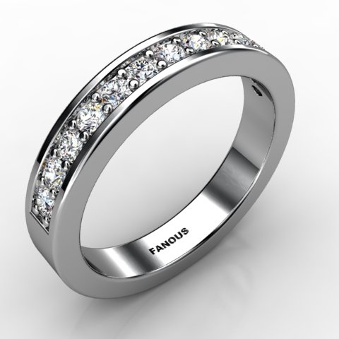 18k White Gold Wedding Band 0.416ct - 0300765-18kw