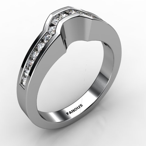 18k White Gold Wedding Band 0.618ct - 0300795-18kw